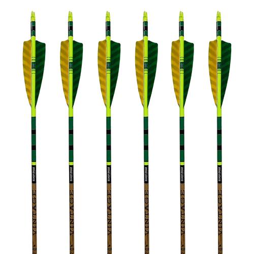 Black Eagle Vintage Carbon Arrows -  Green/ Yellow - 6-pack