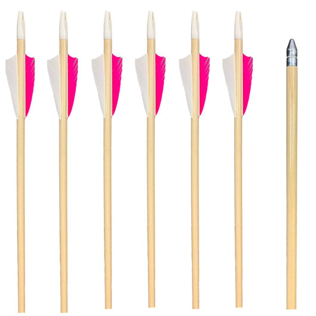 Youth Wood Arrows - Pink - 6 Pack